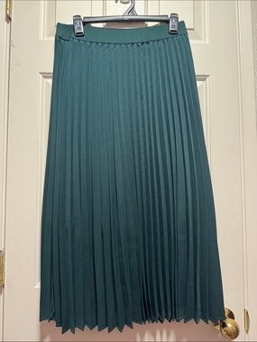 Dresstells Pleated Midi Skirt in Deep Teal Size L